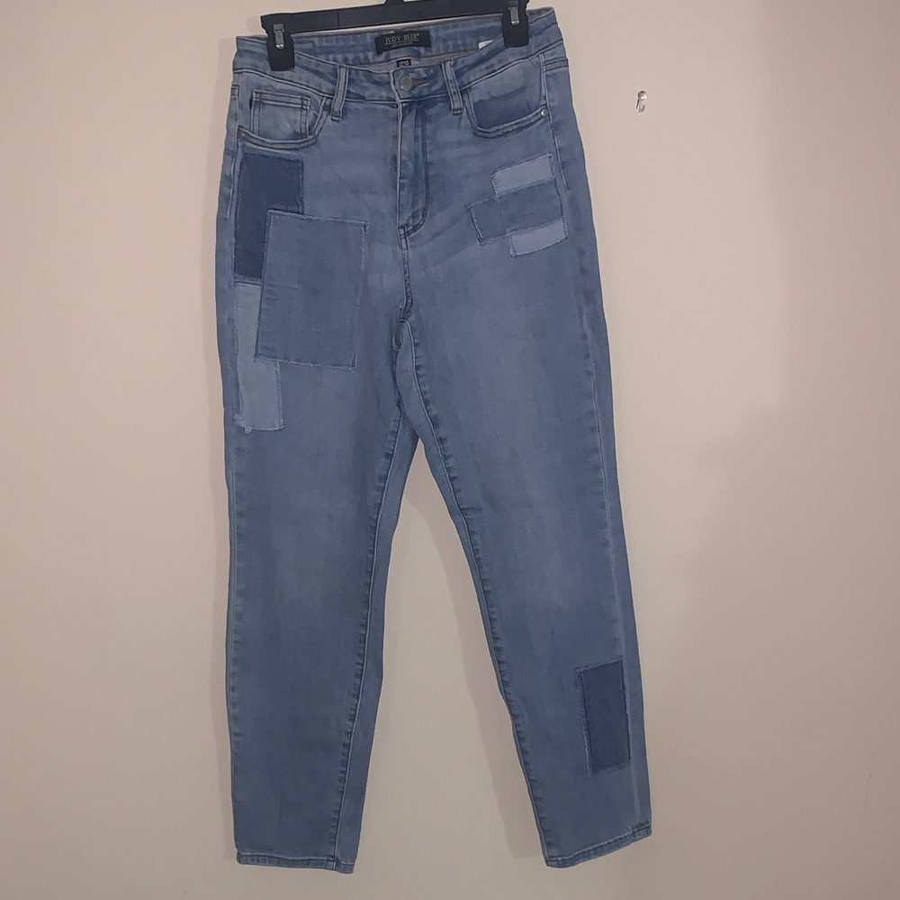 Judy Blue Light Blue Patchwork Ankle Jeans